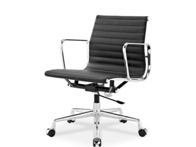 chaise de bureau noire alu design moderne en cuir