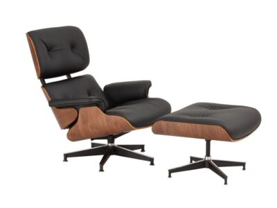fauteuil relax cuir noir bois design