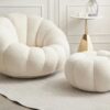 fauteuil nuage blanc bouclette avec pouf