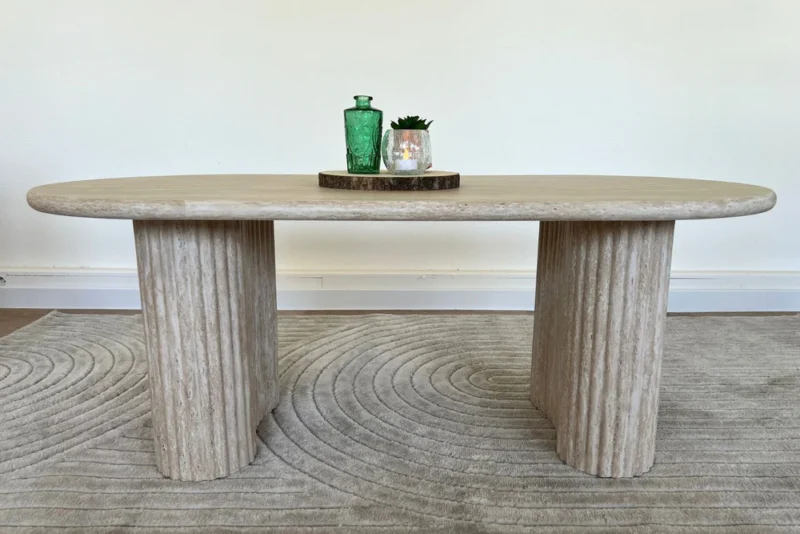 table basse effet travertin