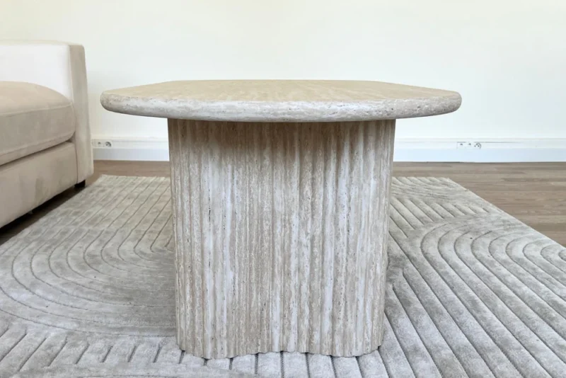 table basse imitation travertin