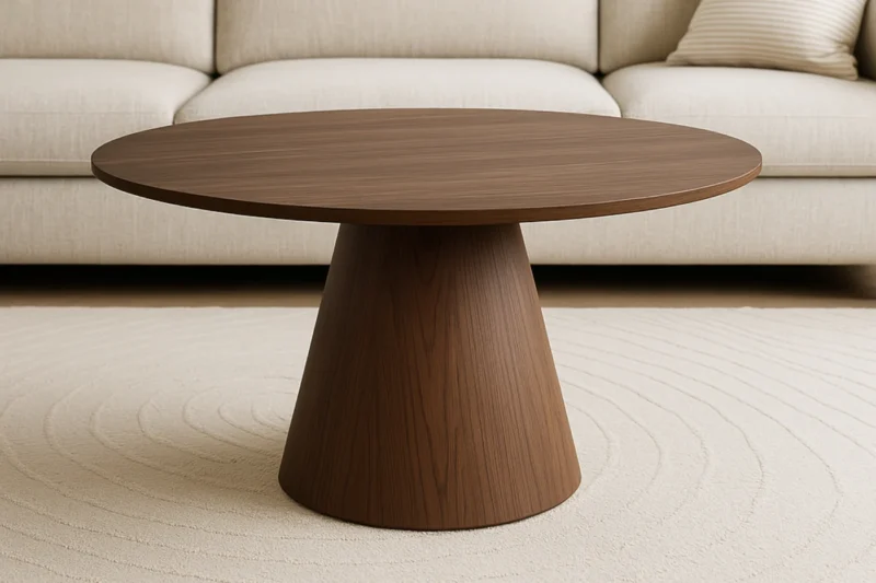 table basse ronde en bois noyer