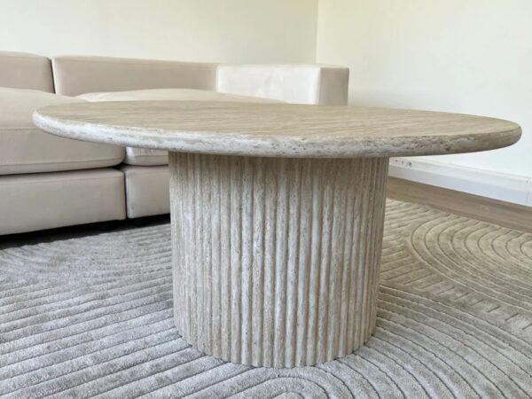 table basse ronde imitation travertin