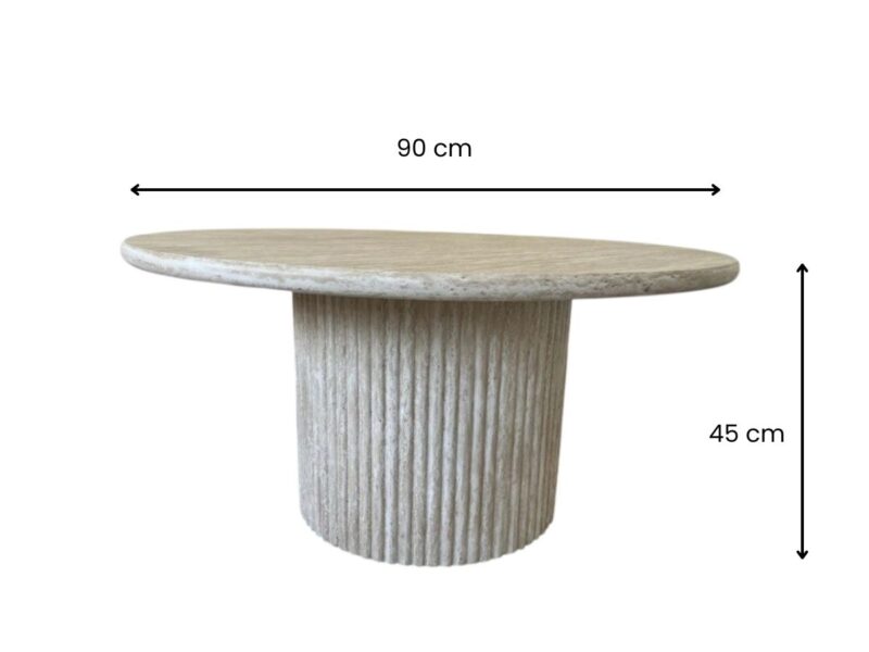 TABLE BASSE RONDE EFFET TRAVERTIN ANDREA – Image 3