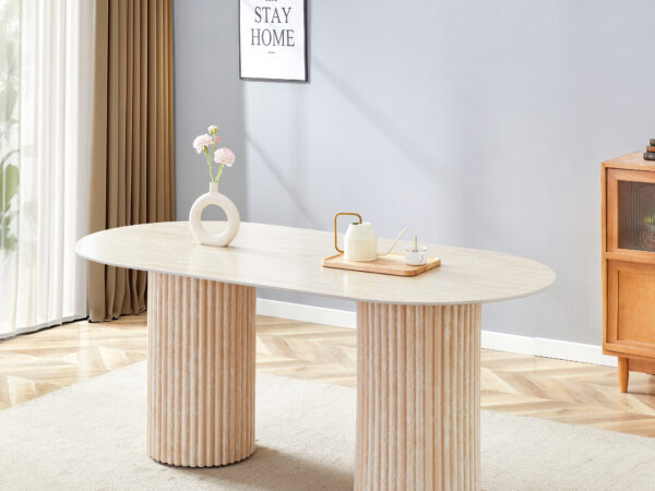 table a manger ceramique effet travertin fiorina
