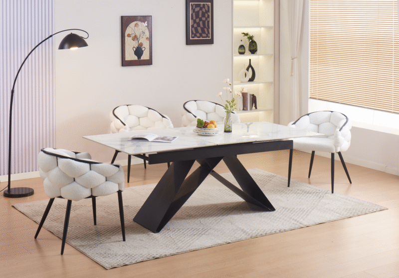 table repas extensible effet marbre